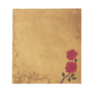 Vintage Red Rose Wedding Notepad