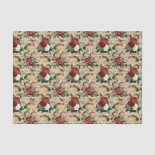 Vintage Red Roses and Mushrooms  Tissue Paper