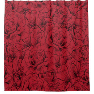 Vintage Red Roses Elegance Shower Curtain