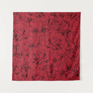 Vintage Red Roses Elegance Tapestry