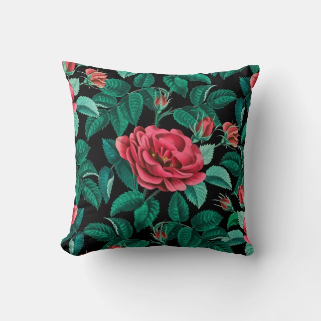Vintage Red Roses Pattern Cushion (Front)