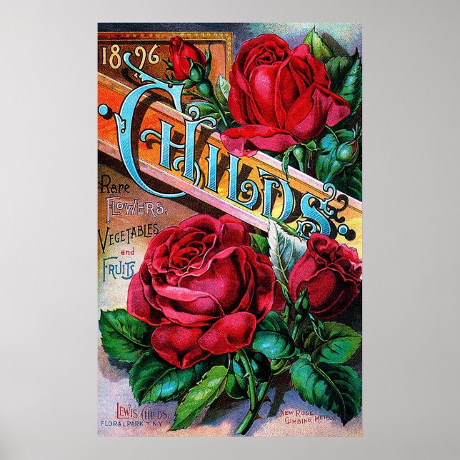 Vintage Red Roses Poster (Front)