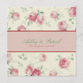 Vintage Red Roses Texture Wedding Invitation