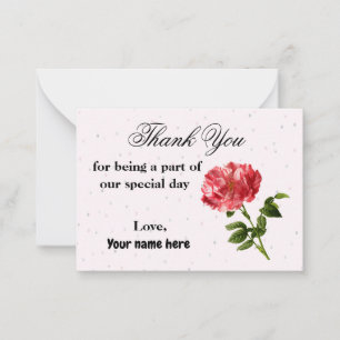 Vintage Red Roses Thank You Card