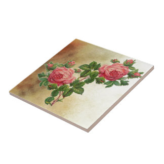 vintage red roses tile