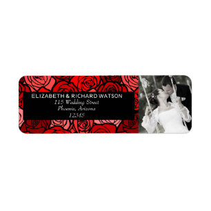 Vintage red roses Wedding Address Label Return Address Label