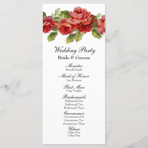 Vintage Red Roses Wedding Program