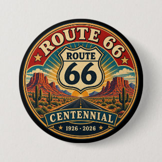 Vintage Red Route 66 Desert Centennial 7.5 Cm Round Badge