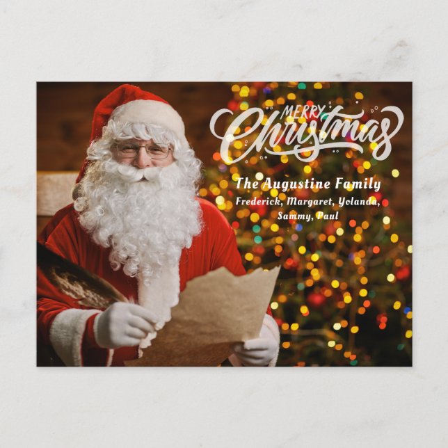 Vintage Red Santa Claus Merry Christmas Holiday Postcard (Front)