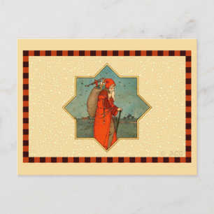 Vintage Red Santa Claus St. Nicholas Holiday Postcard