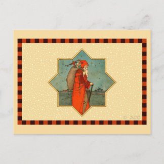 Vintage Red Santa Claus St. Nicholas Holiday Postcard