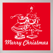 Vintage Red Santa Claus with Christmas Tree