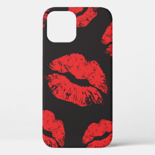 vintage red seamless pattern on black background. iPhone 12 case