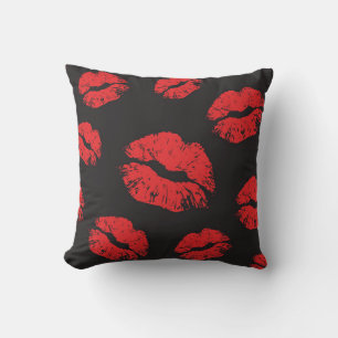 vintage red seamless pattern on black background. cushion