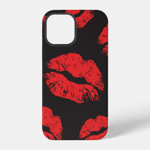 vintage red seamless pattern on black background.  iPhone 12 case