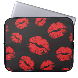 vintage red seamless pattern on black background.  laptop sleeve