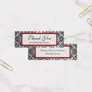 Vintage Red Silver and Black Damask Wedding Tags