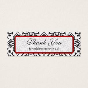 Vintage Red Silver and Black Damask Wedding Tags