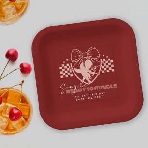 Vintage Red Singles Cupid Valentine's Day Party  Paper Plate