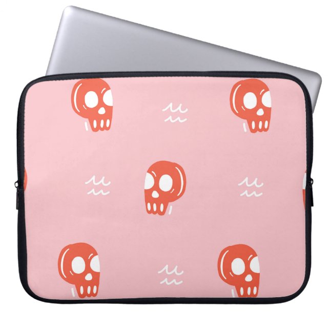 Vintage Red Skull Head Pattern Laptop Sleeve (Front)