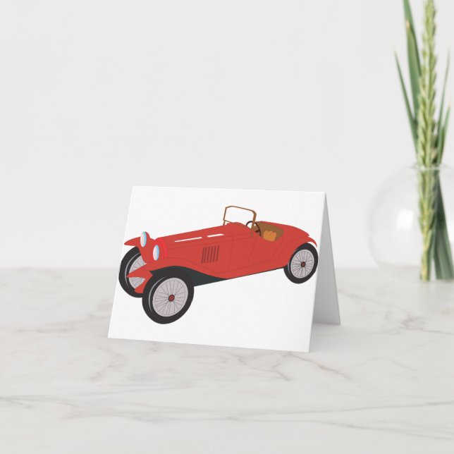 Vintage Red Sports Car Classic Open-Top Roadster Card (Front)