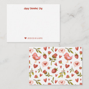 Vintage Red Strawberry Floral Valentine's Day Card