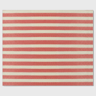 Vintage Red Striped Christmas Holiday Wrapping Paper