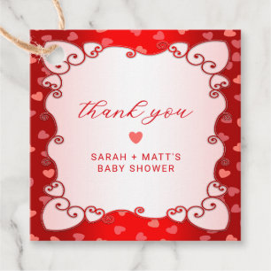 Vintage Red Sweetheart Valentines Day Baby Shower Favour Tags