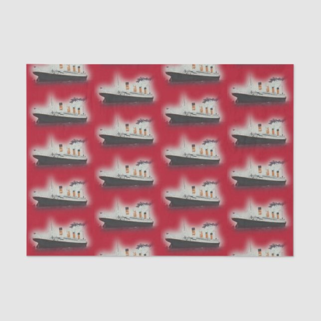 Vintage Red Titanic Ship Christmas Tissue Paper (Front)