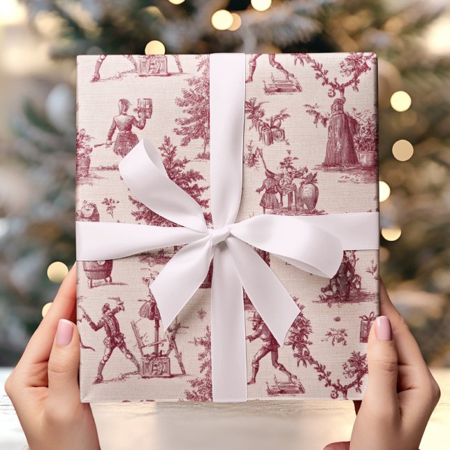 Vintage Red Toile  | Classic French  Wrapping Paper (Creator Uploaded)