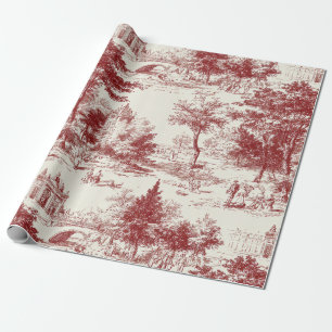 Vintage Red Toile Landscape Wrapping Paper