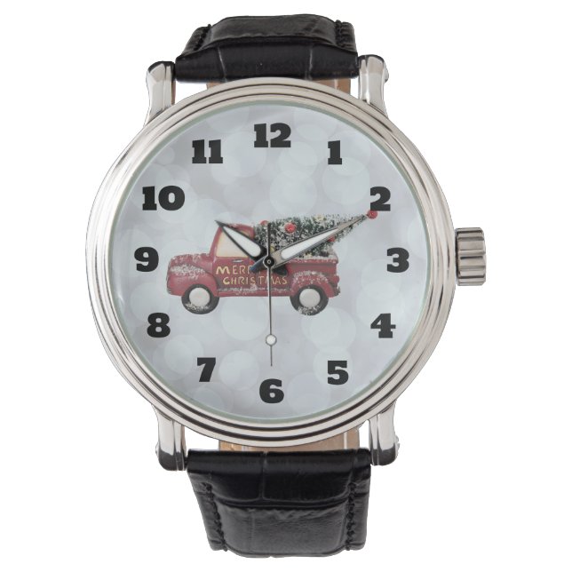 Vintage Red Toy Truck with Xmas Tree Watch (Front)
