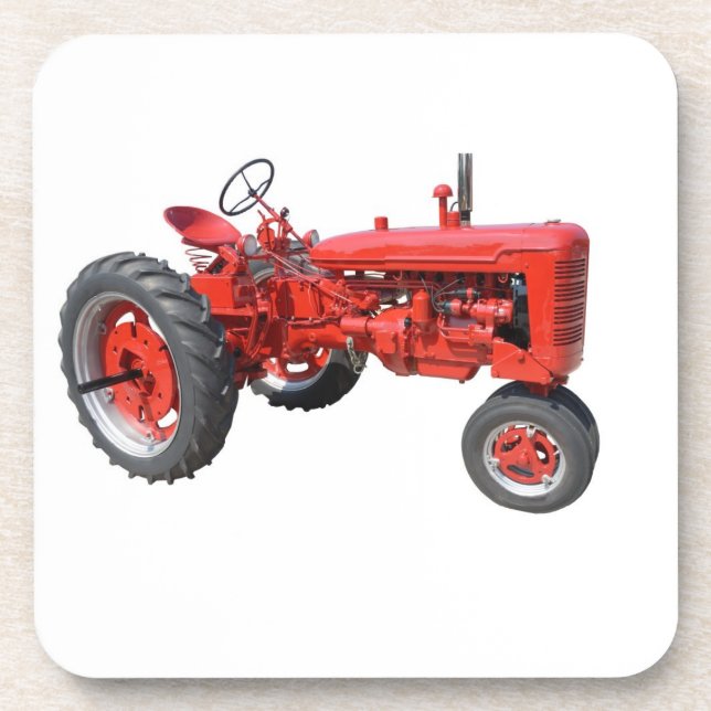 Vintage Red Tractor Coaster (Front)