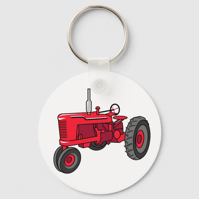 Vintage Red Tractor Key Ring (Front)
