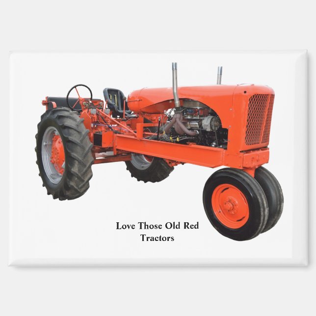 Vintage Red Tractor Magnet (Front)