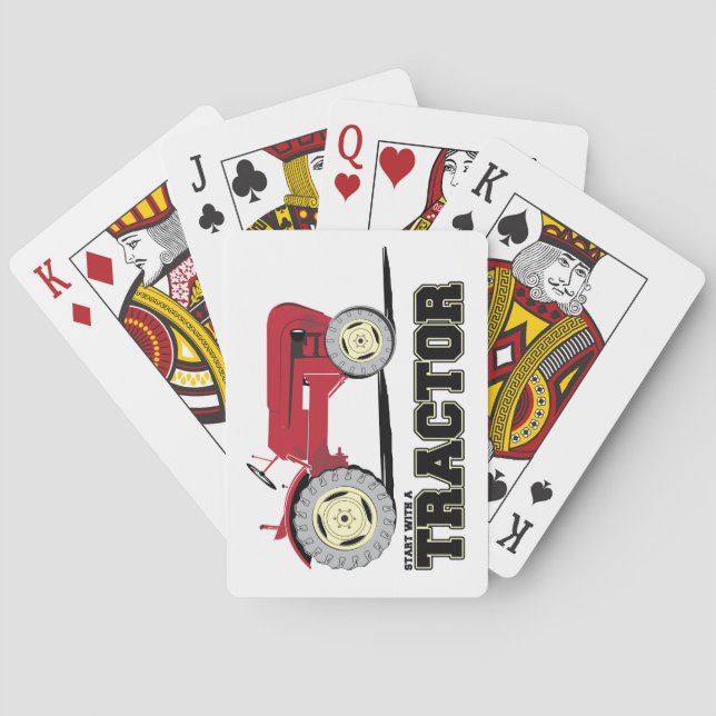 Vintage red tractor playing cards (Back)