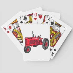 Vintage Red Tractor Playing Cards