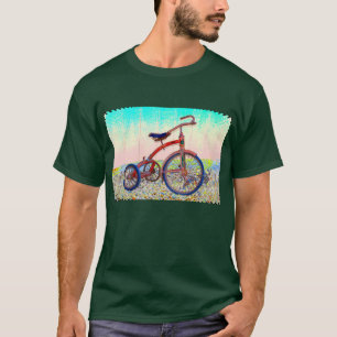 Vintage Red Tricycle Design T-Shirt