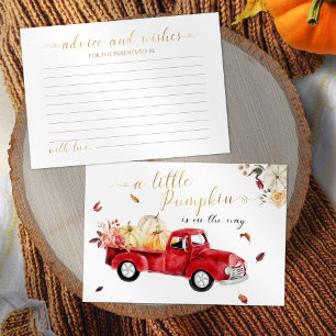 Vintage Red Truck Advice Shower Fall Baby Shower Enclosure Card