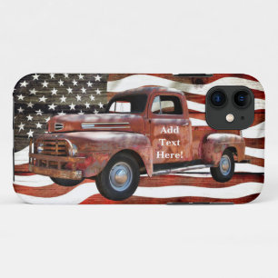 Vintage Red Truck American Flag iPhone 11 Case