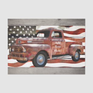 Vintage Red Truck American Flag Tissue Paper