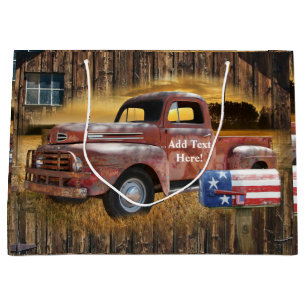 Vintage Red Truck Antique Red Truck Old Truck Large Gift Bag