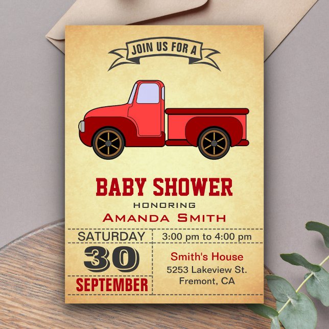Vintage Red Truck Baby Shower Invitation (Creator Uploaded)