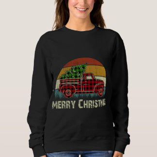 Vintage Red Truck Buffalo Plaid With Merry Christm Sweatshirt
