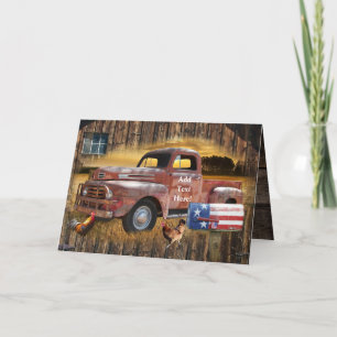 Vintage Red Truck Card