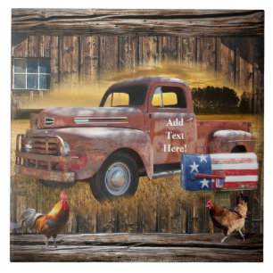 Vintage Red Truck Ceramic Tile