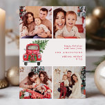 Vintage Red Truck | Christmas 4 Photo Holiday Card<br><div class="desc">Celebrate the joy of the holiday season with this charming vintage red truck collage Christmas photo card. Featuring space for multiple family photos, this personalised card is perfect for sharing your happiest holiday moments. The nostalgic red truck adorned with a festive wreath adds a classic touch, making it an ideal...</div>