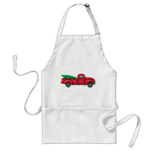 Vintage Red Truck Christmas Apron