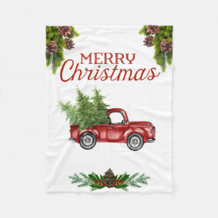 Vintage Red Truck Christmas Blanket