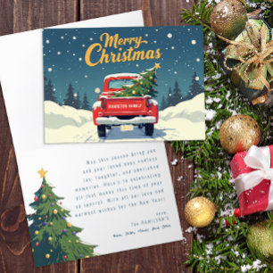 Vintage Red Truck Christmas Card